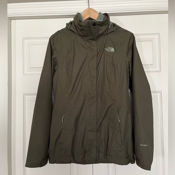 {The North Face} 3-in-1 Winter HyVent & Fleece Jacket In Green - Women's Small - Picture 1 of 16